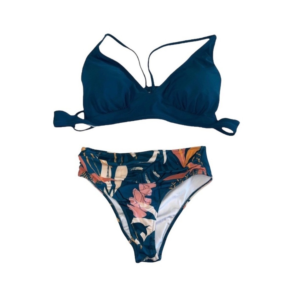 4/$40 Live life on the beach 2 Piece‎ Multi Color Tropical Print Bikini Swimsuit
